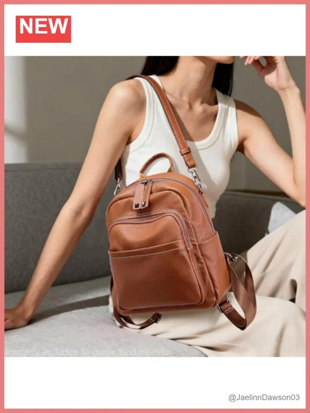 Genuine Leather Convertible Backpack Purse Women Anti-Theft Work Travel Bag